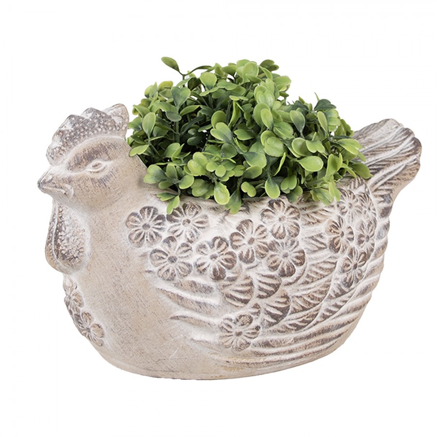 Gallina portapiante in pietra - H.13 cm - Clayre e Eef